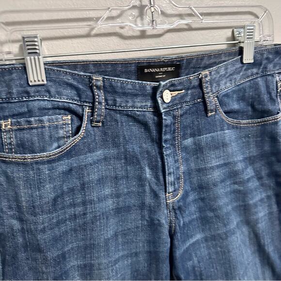 Banana Republic Factory Skinny Fit Dark Wash Denim Cuff Hem Capris Blue Womens 6 - Picture 4 of 6